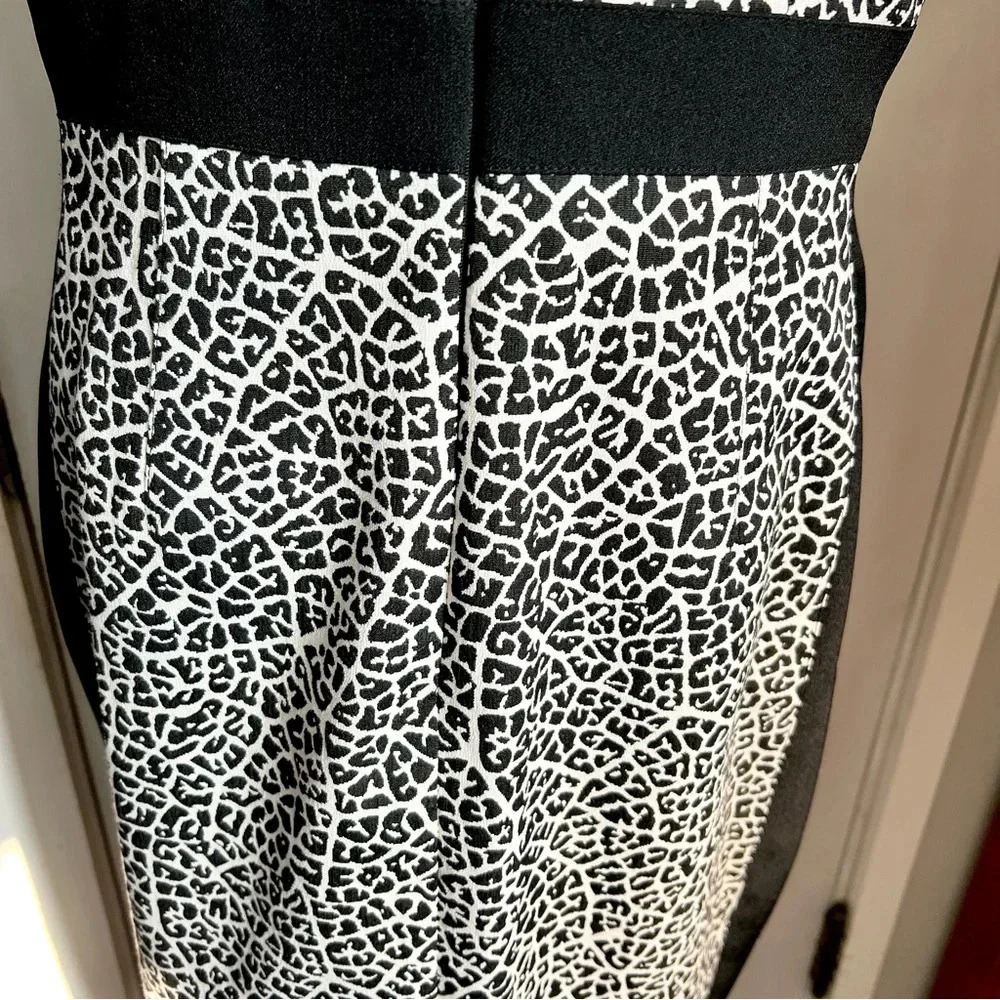 Adrianna Papell Leopard Animal Print Cocktail Dress Career Black White size 10 - Picture 10 of 14